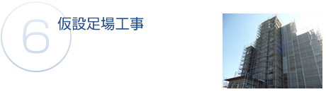 仮設足場を設置した建物